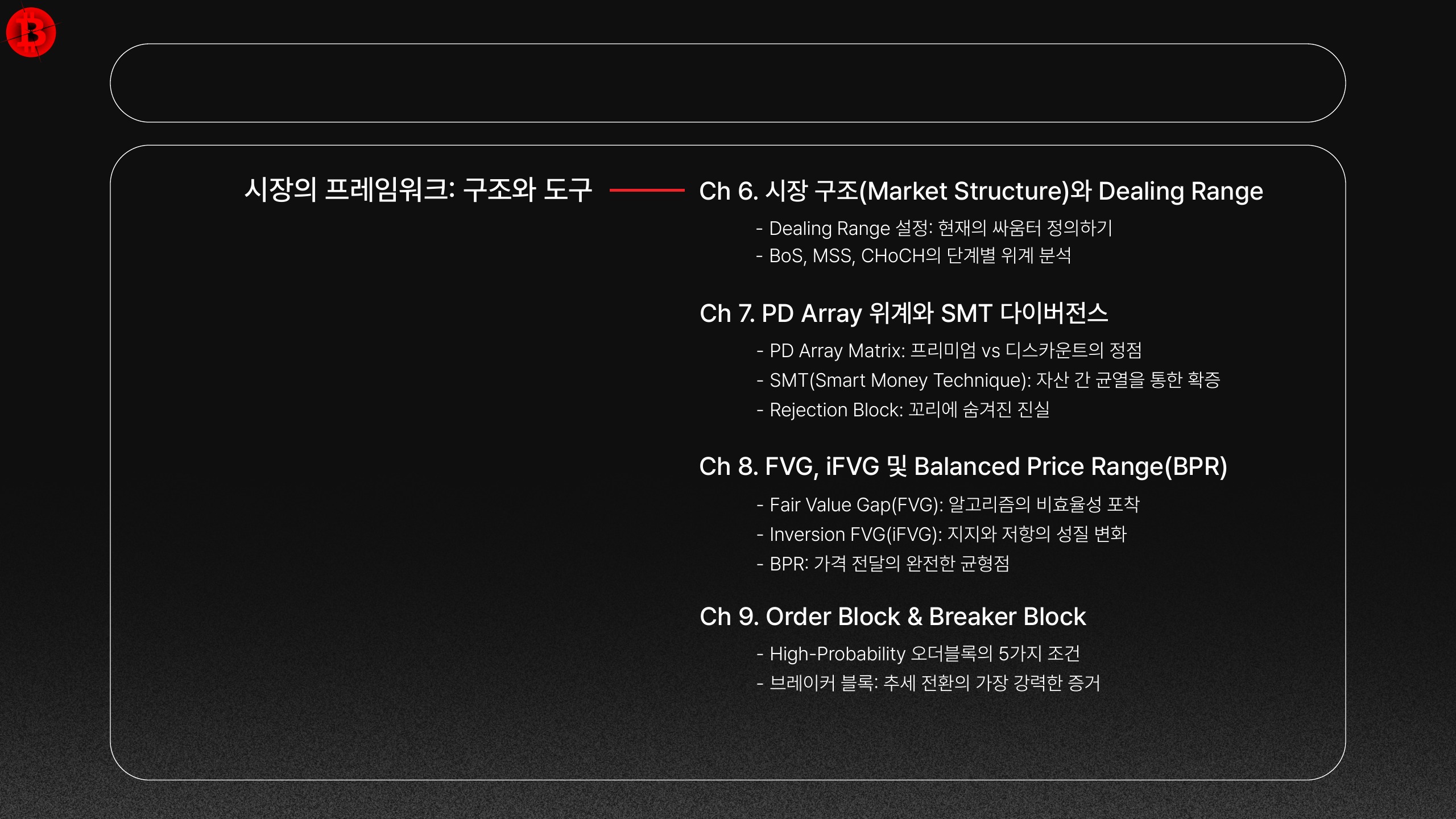 SMC/ICT 마스터북 목차 2 — 시장의 프레임워크 페이지